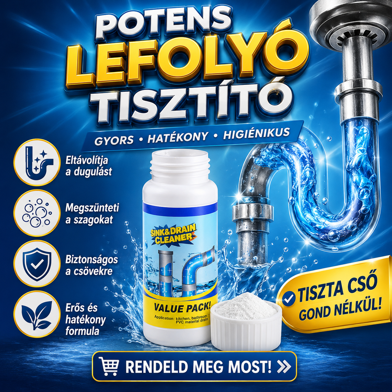 Erős lefolyótisztító 110 g