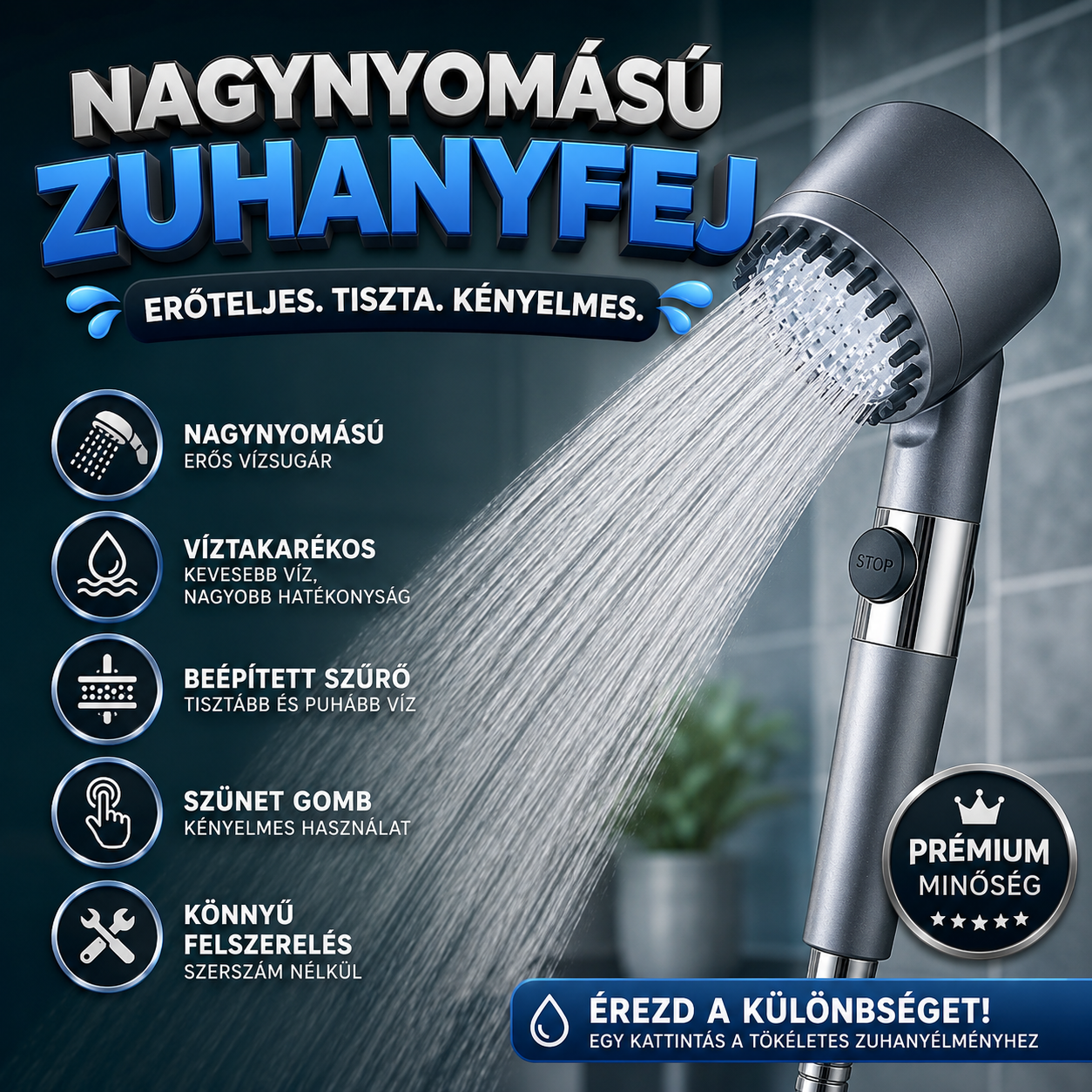 Nagynyomású zuhanyfej